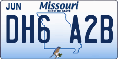 MO license plate DH6A2B