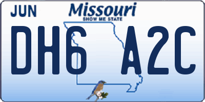 MO license plate DH6A2C