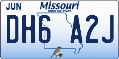 MO license plate DH6A2J