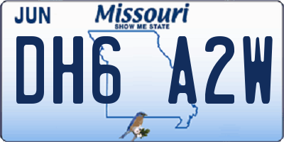MO license plate DH6A2W