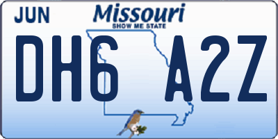MO license plate DH6A2Z