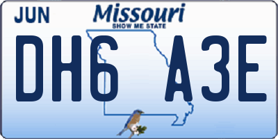 MO license plate DH6A3E