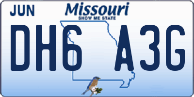 MO license plate DH6A3G