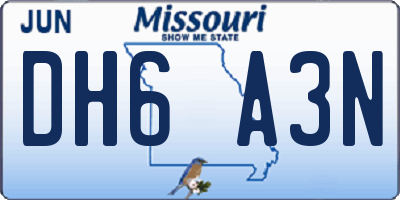 MO license plate DH6A3N