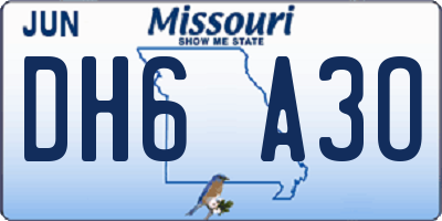 MO license plate DH6A3O