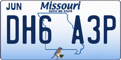 MO license plate DH6A3P