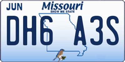MO license plate DH6A3S