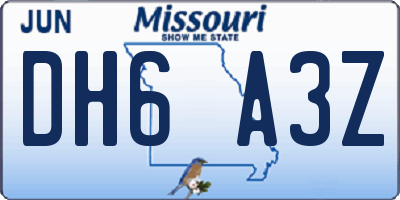 MO license plate DH6A3Z