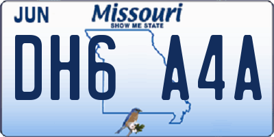 MO license plate DH6A4A