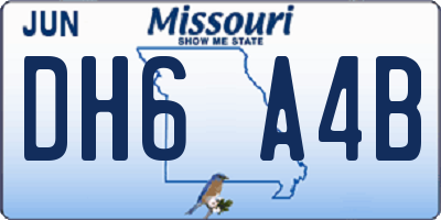 MO license plate DH6A4B