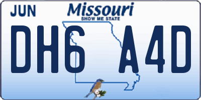 MO license plate DH6A4D
