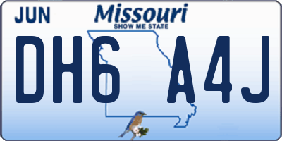 MO license plate DH6A4J
