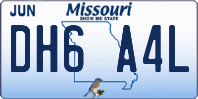 MO license plate DH6A4L