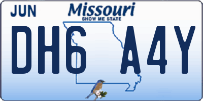 MO license plate DH6A4Y