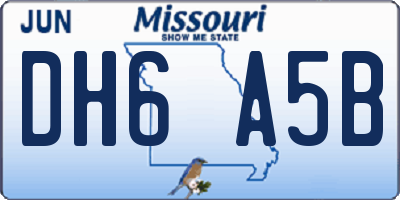 MO license plate DH6A5B
