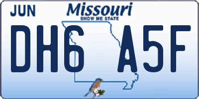 MO license plate DH6A5F