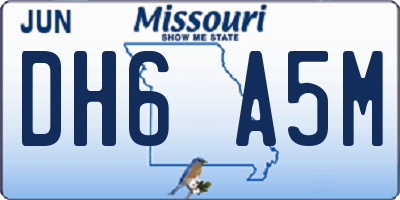 MO license plate DH6A5M