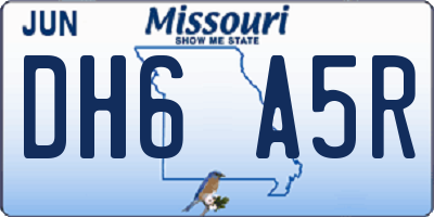 MO license plate DH6A5R