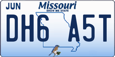 MO license plate DH6A5T