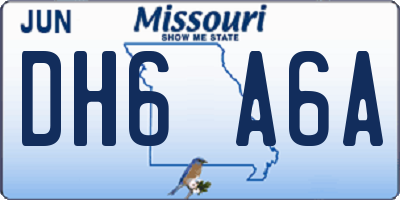 MO license plate DH6A6A