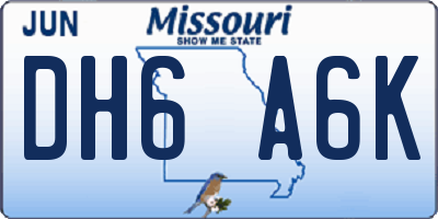 MO license plate DH6A6K
