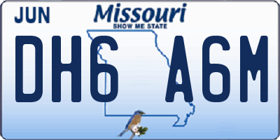 MO license plate DH6A6M