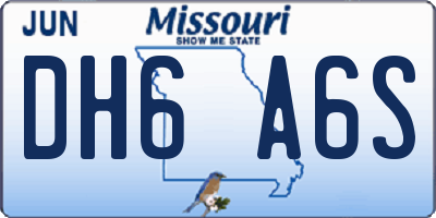 MO license plate DH6A6S