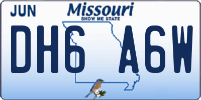 MO license plate DH6A6W