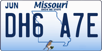 MO license plate DH6A7E