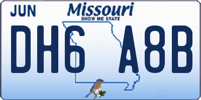 MO license plate DH6A8B