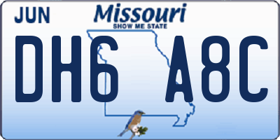 MO license plate DH6A8C