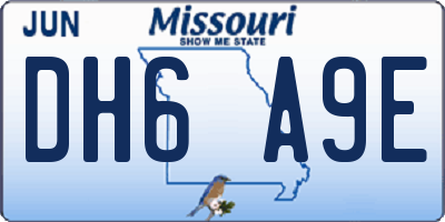 MO license plate DH6A9E