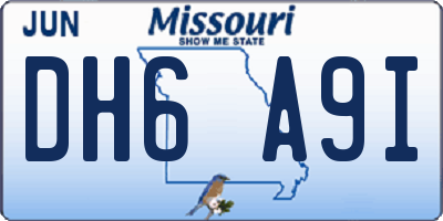 MO license plate DH6A9I