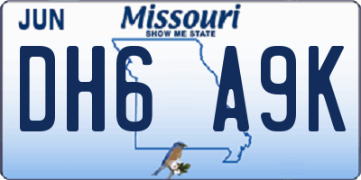 MO license plate DH6A9K