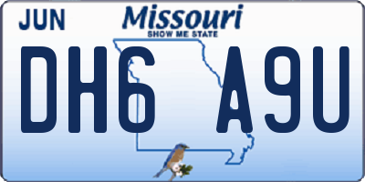 MO license plate DH6A9U