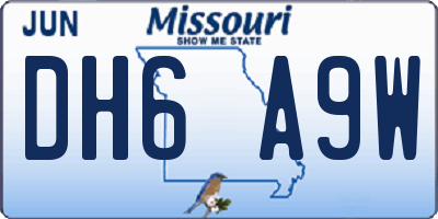 MO license plate DH6A9W