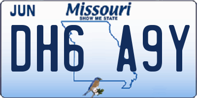 MO license plate DH6A9Y