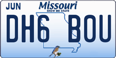MO license plate DH6B0U