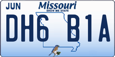 MO license plate DH6B1A