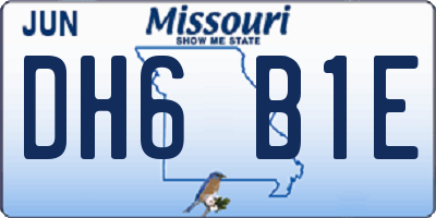 MO license plate DH6B1E