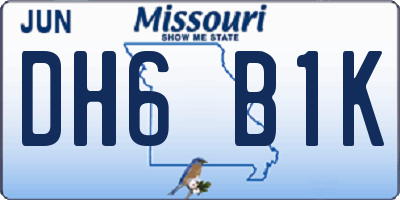 MO license plate DH6B1K
