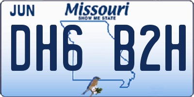 MO license plate DH6B2H