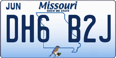 MO license plate DH6B2J