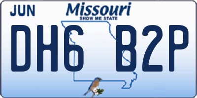 MO license plate DH6B2P