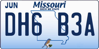 MO license plate DH6B3A