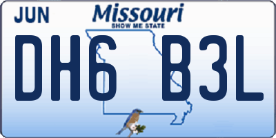 MO license plate DH6B3L