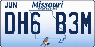 MO license plate DH6B3M