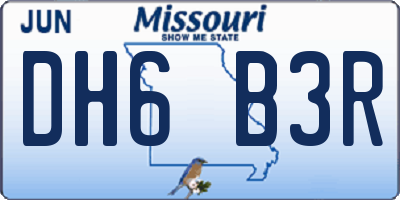 MO license plate DH6B3R