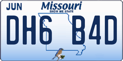 MO license plate DH6B4D