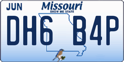 MO license plate DH6B4P